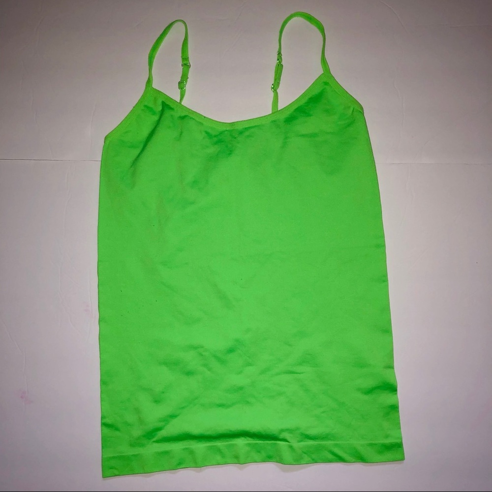L.e.i neon green spaghetti strap top